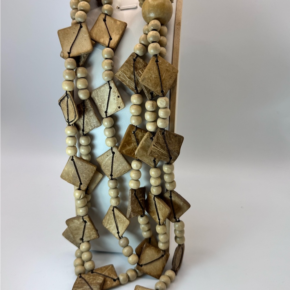 Earthy Geometric Beaded Necklace